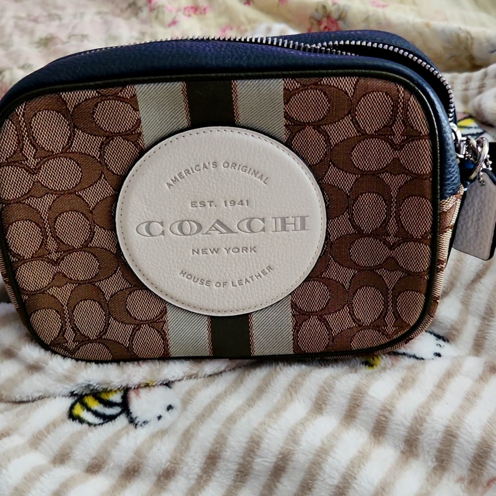 Coach Dempsey Camera Bag In Signature Jacquard With Stripe Coach Patch Crossbody